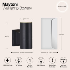 MAYTONI Lampa ścienna (kinkiet) Bowery 50W GU10 O574WL-01B