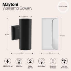 MAYTONI Lampa ścienna (kinkiet) Bowery 50W GU10 O574WL-02B