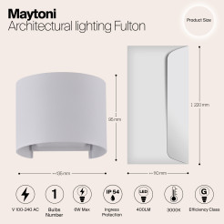 MAYTONI Oświetlenie architektoniczne Fulton 6W LED 400lm 3000K 80 CRI  O573WL-L6W