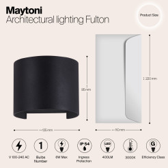 MAYTONI Oświetlenie architektoniczne Fulton 6W LED 400lm 3000K 80 CRI  O573WL-L6B
