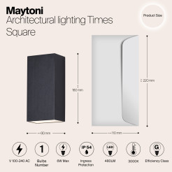 MAYTONI Oświetlenie architektoniczne Times Square 6W LED 480lm 3000K 80 CRI  O581WL-L6B