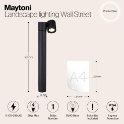 MAYTONI Słupek oświetleniowy Wall Street 50W GU10 O010FL-01B