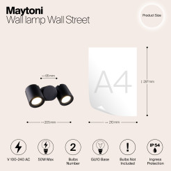 MAYTONI Lampa ścienna (kinkiet) Wall Street 50W GU10 O010WL-02B