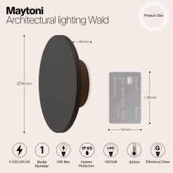 MAYTONI Oświetlenie architektoniczne Wald 12W LED 1050lm 3000K 80 CRI  O420WL-L12GF