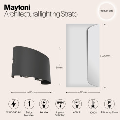 MAYTONI Oświetlenie architektoniczne Strato 4W LED 400lm 3000K 80 CRI  O417WL-L4GR3K
