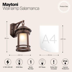 MAYTONI Lampa ścienna (kinkiet) Salamanca 60W E27 O031WL-01BR