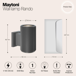 MAYTONI Lampa ścienna (kinkiet) Rando 60W E27 O419WL-01GR