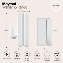 MAYTONI Lampa ścienna (kinkiet) Rando 60W E27 O419WL-02W