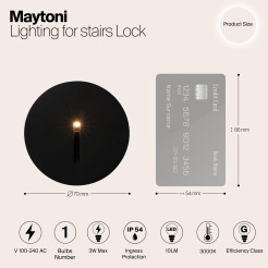 MAYTONI Kinkiet Oświetlenie schodów Lock 3W LED 10lm 3000K 80 CRI  O014SL-L3B3K