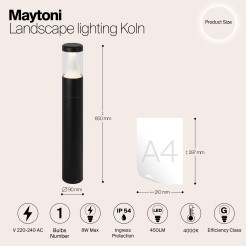 MAYTONI Słupek oświetleniowy Koln 8W LED 450lm 4000K 80 CRI  O590FL-L8B4K1