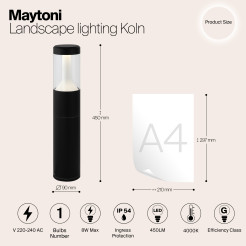 MAYTONI Słupek oświetleniowy Koln 8W LED 450lm 4000K 80 CRI  O590FL-L8B4K