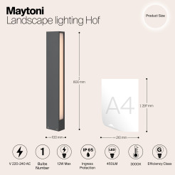 MAYTONI Słupek oświetleniowy Hof 12W LED 450lm 3000K 80 CRI  O422FL-L12GF
