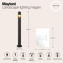 MAYTONI Słupek oświetleniowy Hagen 5W LED 200lm 3000K 80 CRI  O423FL-L5GF