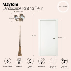 MAYTONI Słupek oświetleniowy Fleur 60W E27 O414FL-03GB