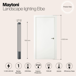 MAYTONI Słupek oświetleniowy Elbe 20W LED 1100lm 3000K 80 CRI  O424FL-L20GF