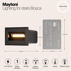 MAYTONI Kinkiet Oświetlenie schodów Bosca 3W LED 250lm 3000K 80 CRI  O045SL-L3B3K