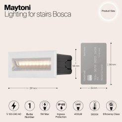 MAYTONI Kinkiet Oświetlenie schodów Bosca 5W LED 400lm 3000K 80 CRI  O045SL-L5W3K