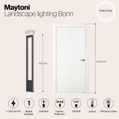 MAYTONI Słupek oświetleniowy Bonn 20W LED 1000lm 3000K 80 CRI  O425FL-L20GF