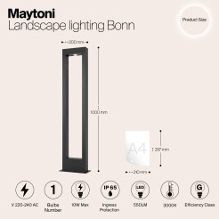 MAYTONI Słupek oświetleniowy Bonn 10W LED 550lm 3000K 80 CRI  O425FL-L10GF