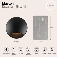 MAYTONI Lampa wbudowana Biscotti 3W LED 30lm 3000K 80 CRI  O035-L3B3K