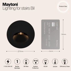 MAYTONI Kinkiet Oświetlenie schodów Bil 3W LED 60lm 3000K 80 CRI  O015SL-L3B3K