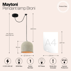 MAYTONI Lampa wisząca Broni 60W E27 T451-PL-01-GR