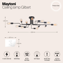 MAYTONI Lampa sufitowa Gilbert 60W E27 T532CL-12B