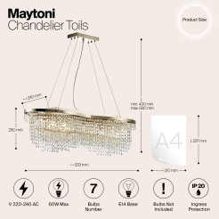 MAYTONI Żyrandol Toils 60W E14 DIA600-07-G