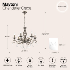 MAYTONI Żyrandol Grace 60W E14 RC247-PL-06-R