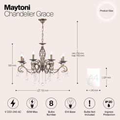 MAYTONI Żyrandol Grace 60W E14 RC247-PL-08-R