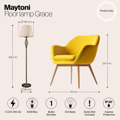 MAYTONI Lampa podłogowa Grace 40W E14 RC247-FL-01-R