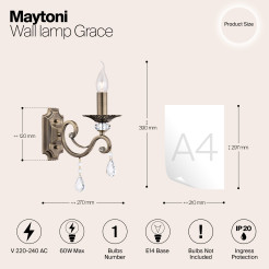 MAYTONI Lampa ścienna (kinkiet) Grace 60W E14 RC247-WL-01-R