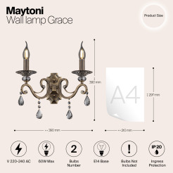 MAYTONI Lampa ścienna (kinkiet) Grace 60W E14 RC247-WL-02-R