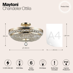 MAYTONI Żyrandol Ottilia 60W E14 DIA700-CL-06-G