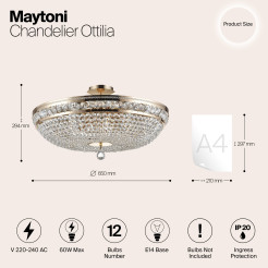 MAYTONI Żyrandol Ottilia 60W E14 DIA700-CL-12-G