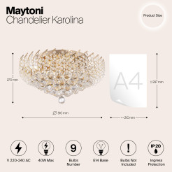 MAYTONI Żyrandol Karolina 40W E14 DIA120-09-G