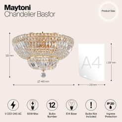 MAYTONI Żyrandol Basfor 60W E14 DIA100-CL-12-G