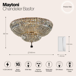 MAYTONI Żyrandol Basfor 60W E14 DIA100-CL-16-G