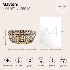 MAYTONI Lampa ścienna (kinkiet) Basfor 60W E14 DIA100-WL-02-G