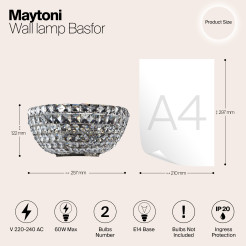 MAYTONI Lampa ścienna (kinkiet) Basfor 60W E14 DIA100-WL-02-N