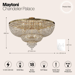 MAYTONI Żyrandol Palace 60W E27 DIA890-CL-18-G