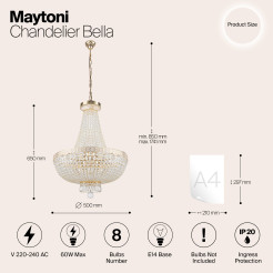MAYTONI Żyrandol Bella 60W E14 DIA750-TT50-WG
