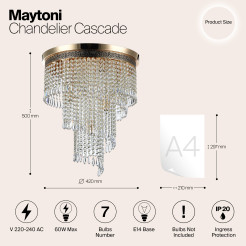 MAYTONI Żyrandol Cascade 60W E14 DIA522-CL-07-G