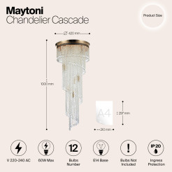 MAYTONI Żyrandol Cascade 60W E14 DIA522-CL-12-G