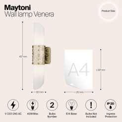MAYTONI Lampa ścienna (kinkiet) Venera 40W E14 H260-02-N