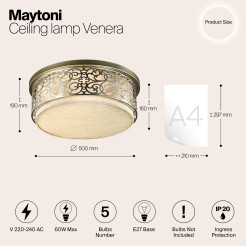 MAYTONI Lampa sufitowa Venera 60W E27 H260-05-N