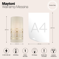 MAYTONI Lampa ścienna (kinkiet) Messina 40W E14 H223-WL-01-G