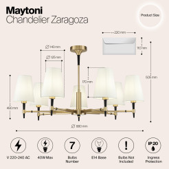 MAYTONI Żyrandol Zaragoza 40W E14 H001CL-07BS