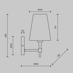 MAYTONI Lampa ścienna (kinkiet) Zaragoza 40W E14 H001WL-01BS