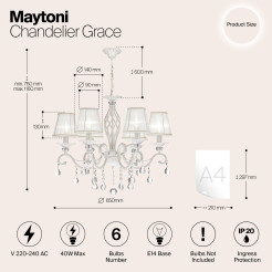 MAYTONI Żyrandol Grace 40W E14 ARM247-06-G